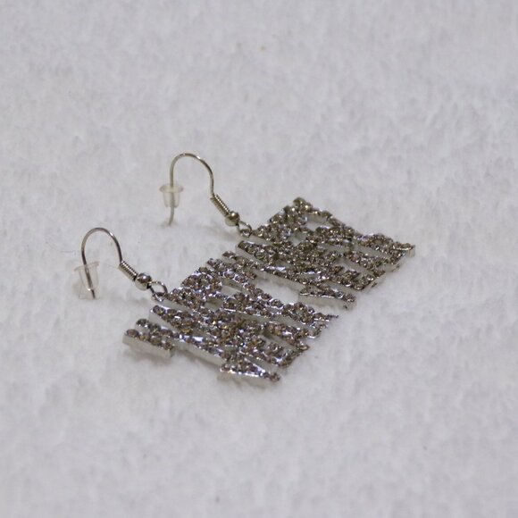 NEW Silver Happy New Year Earrings Crystal Rhinestones - Picture 5 of 7